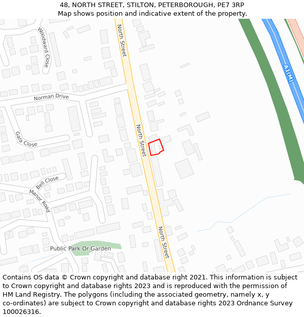 48, NORTH STREET, STILTON, PETERBOROUGH, PE7 3RP: Location map and indicative extent of plot