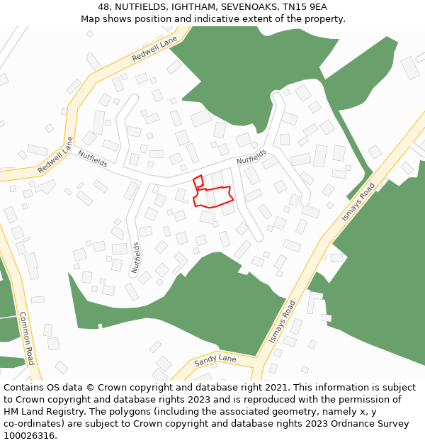 48, NUTFIELDS, IGHTHAM, SEVENOAKS, TN15 9EA: Location map and indicative extent of plot