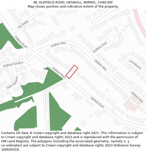 48, OLDFIELD ROAD, HESWALL, WIRRAL, CH60 6SF: Location map and indicative extent of plot