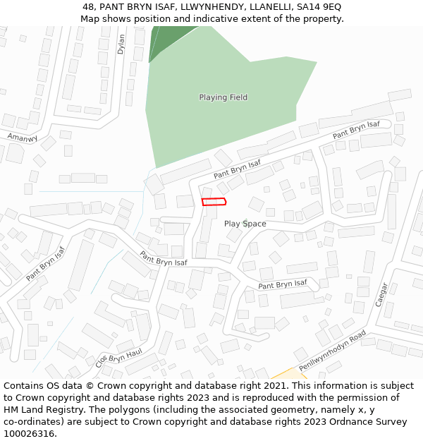 48, PANT BRYN ISAF, LLWYNHENDY, LLANELLI, SA14 9EQ: Location map and indicative extent of plot