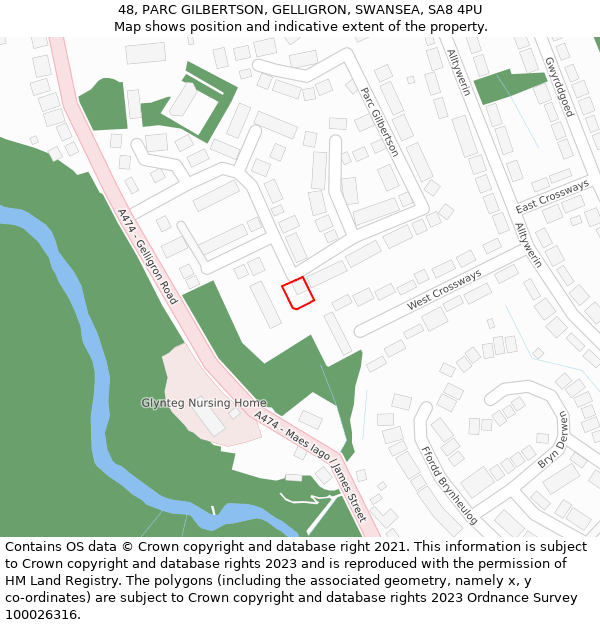 48, PARC GILBERTSON, GELLIGRON, SWANSEA, SA8 4PU: Location map and indicative extent of plot