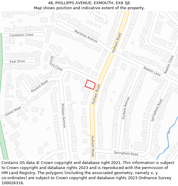 48, PHILLIPPS AVENUE, EXMOUTH, EX8 3JE: Location map and indicative extent of plot