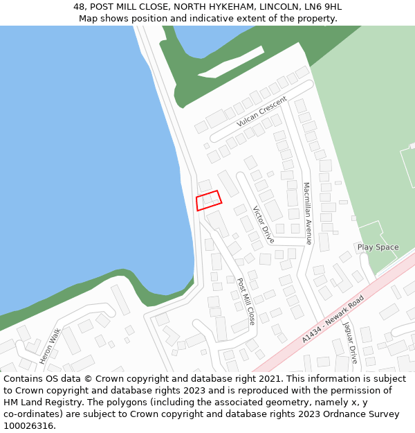 48, POST MILL CLOSE, NORTH HYKEHAM, LINCOLN, LN6 9HL: Location map and indicative extent of plot