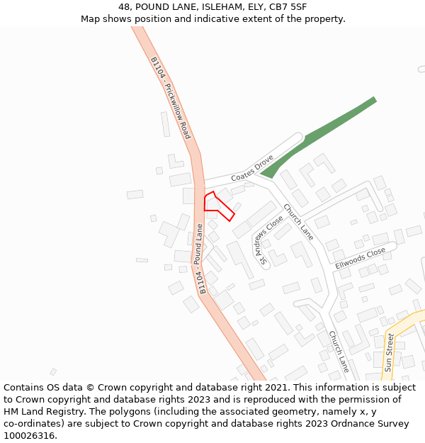 48, POUND LANE, ISLEHAM, ELY, CB7 5SF: Location map and indicative extent of plot