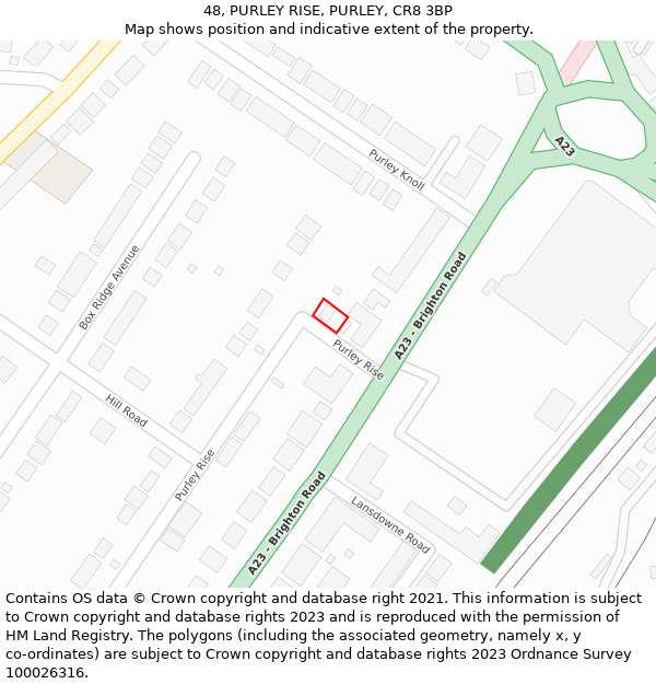 48, PURLEY RISE, PURLEY, CR8 3BP: Location map and indicative extent of plot