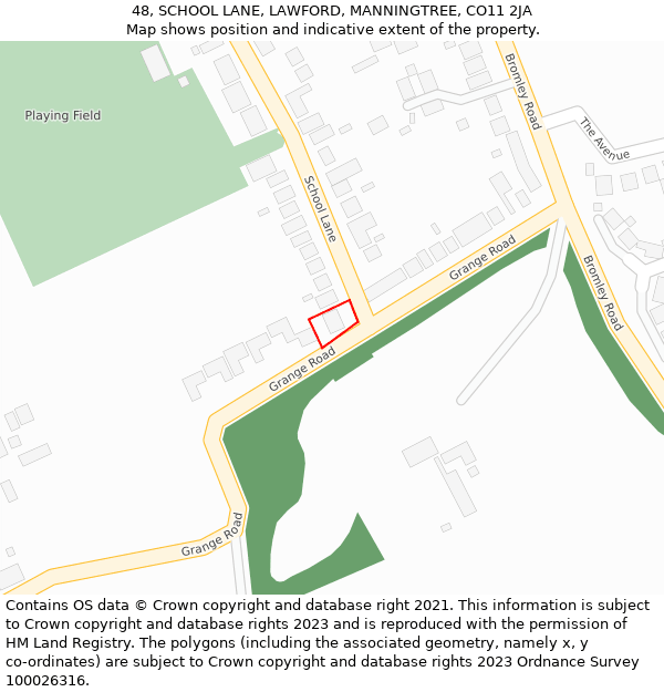 48, SCHOOL LANE, LAWFORD, MANNINGTREE, CO11 2JA: Location map and indicative extent of plot