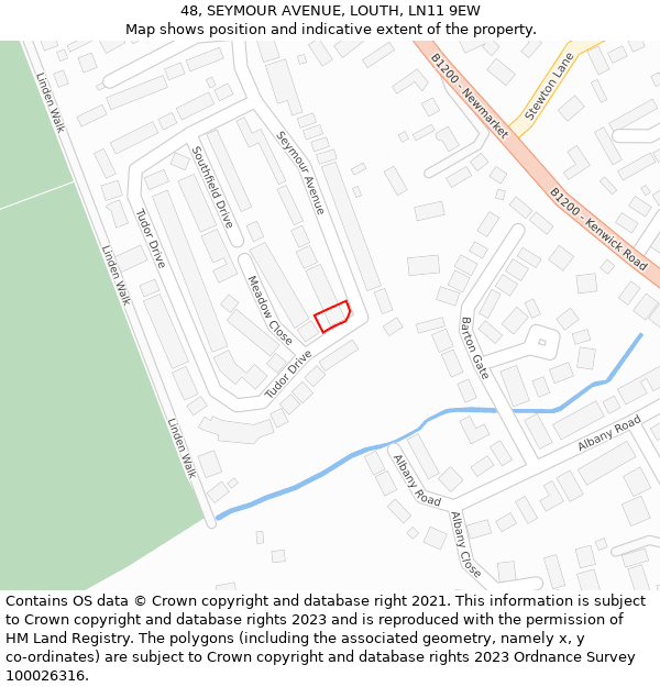 48, SEYMOUR AVENUE, LOUTH, LN11 9EW: Location map and indicative extent of plot