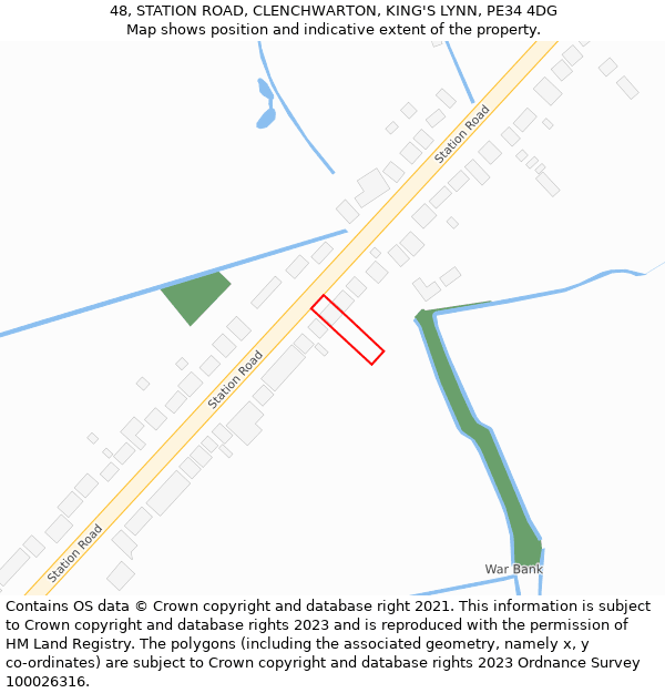 48, STATION ROAD, CLENCHWARTON, KING'S LYNN, PE34 4DG: Location map and indicative extent of plot