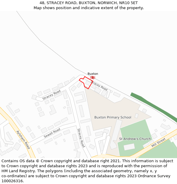 48, STRACEY ROAD, BUXTON, NORWICH, NR10 5ET: Location map and indicative extent of plot