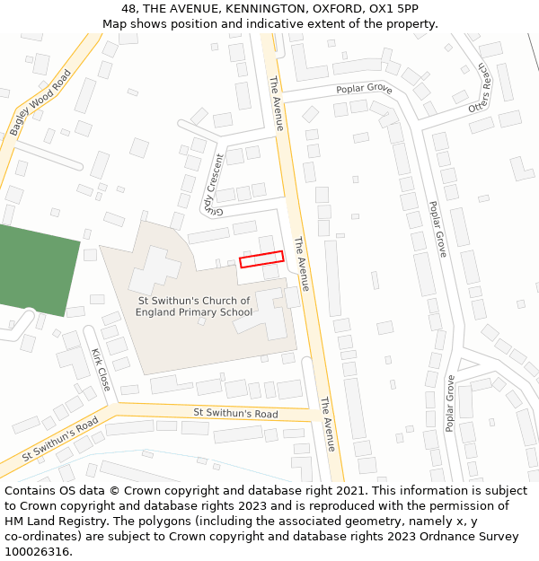 48, THE AVENUE, KENNINGTON, OXFORD, OX1 5PP: Location map and indicative extent of plot