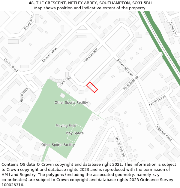 48, THE CRESCENT, NETLEY ABBEY, SOUTHAMPTON, SO31 5BH: Location map and indicative extent of plot