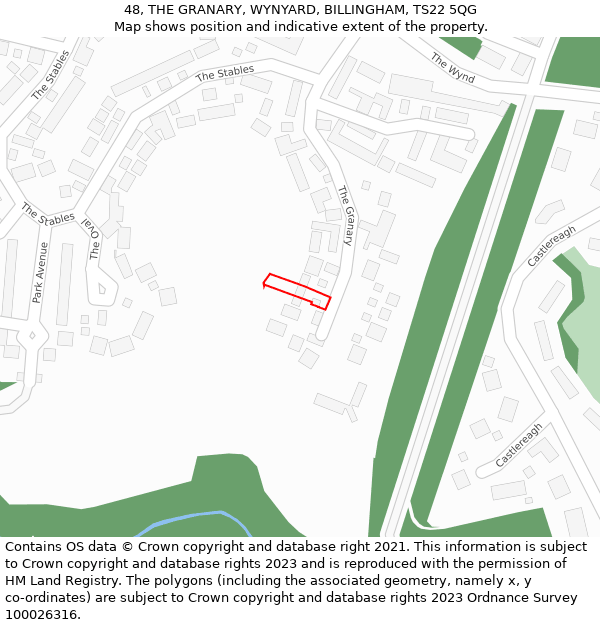 48, THE GRANARY, WYNYARD, BILLINGHAM, TS22 5QG: Location map and indicative extent of plot