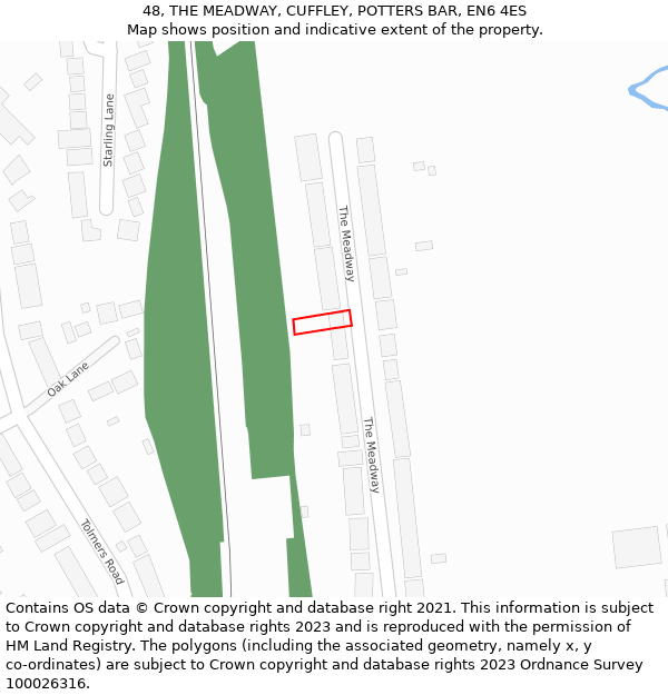 48, THE MEADWAY, CUFFLEY, POTTERS BAR, EN6 4ES: Location map and indicative extent of plot