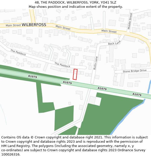 48, THE PADDOCK, WILBERFOSS, YORK, YO41 5LZ: Location map and indicative extent of plot