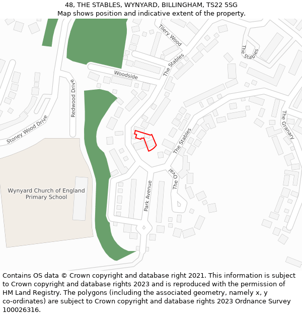 48, THE STABLES, WYNYARD, BILLINGHAM, TS22 5SG: Location map and indicative extent of plot
