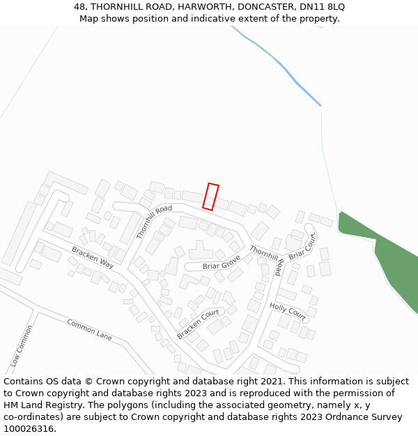 48, THORNHILL ROAD, HARWORTH, DONCASTER, DN11 8LQ: Location map and indicative extent of plot