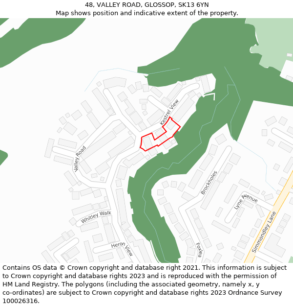 48, VALLEY ROAD, GLOSSOP, SK13 6YN: Location map and indicative extent of plot