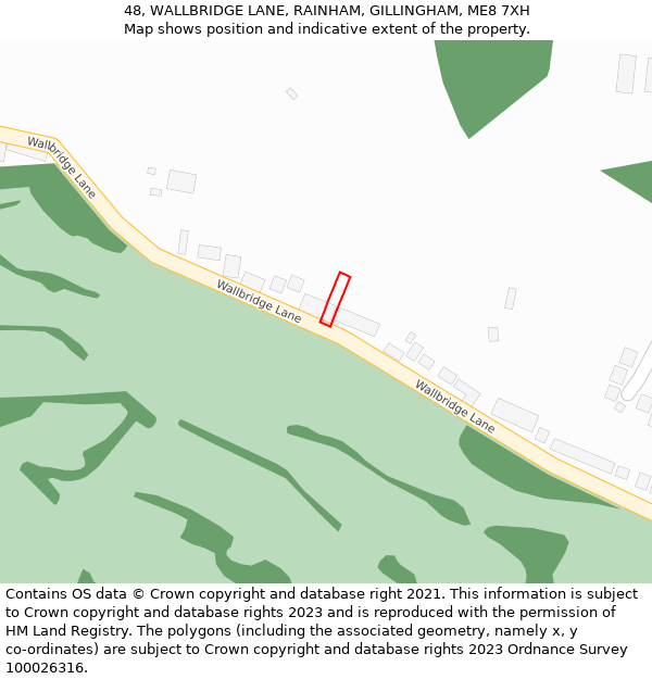 48, WALLBRIDGE LANE, RAINHAM, GILLINGHAM, ME8 7XH: Location map and indicative extent of plot