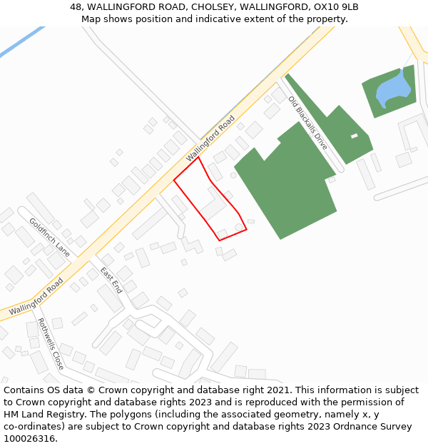 48, WALLINGFORD ROAD, CHOLSEY, WALLINGFORD, OX10 9LB: Location map and indicative extent of plot
