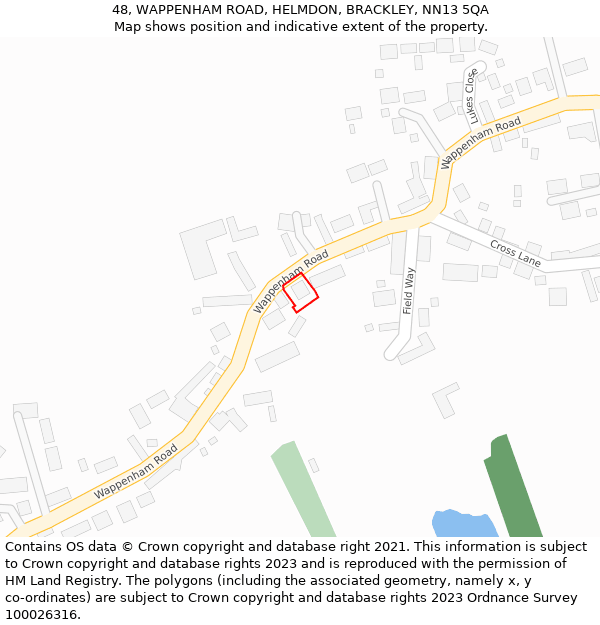 48, WAPPENHAM ROAD, HELMDON, BRACKLEY, NN13 5QA: Location map and indicative extent of plot