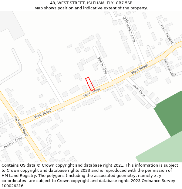 48, WEST STREET, ISLEHAM, ELY, CB7 5SB: Location map and indicative extent of plot