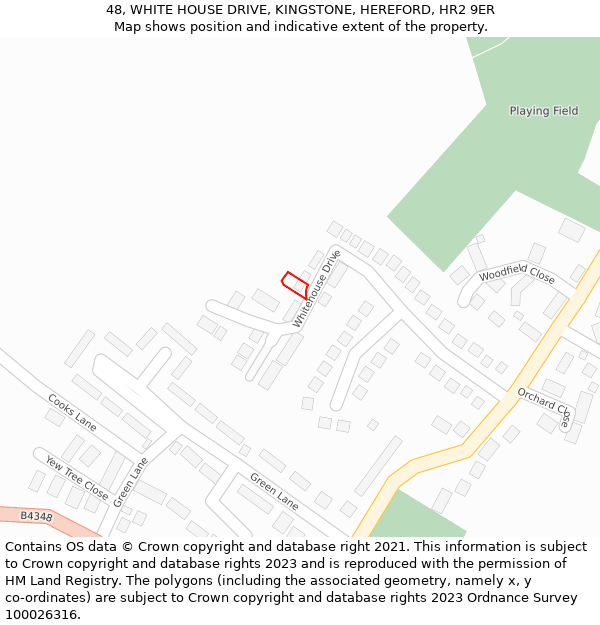 48, WHITE HOUSE DRIVE, KINGSTONE, HEREFORD, HR2 9ER: Location map and indicative extent of plot