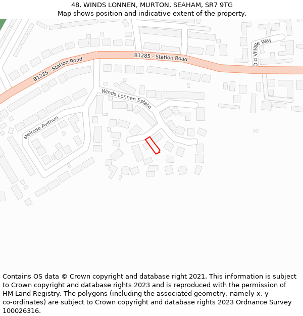 48, WINDS LONNEN, MURTON, SEAHAM, SR7 9TG: Location map and indicative extent of plot