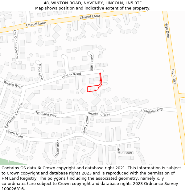 48, WINTON ROAD, NAVENBY, LINCOLN, LN5 0TF: Location map and indicative extent of plot
