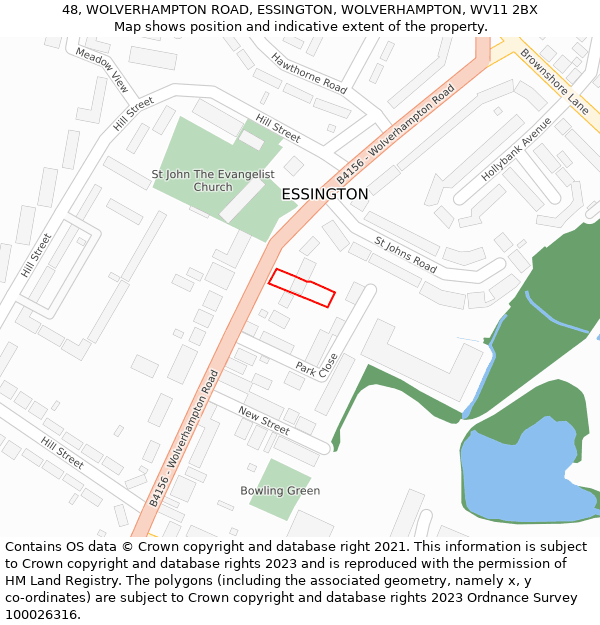 48, WOLVERHAMPTON ROAD, ESSINGTON, WOLVERHAMPTON, WV11 2BX: Location map and indicative extent of plot