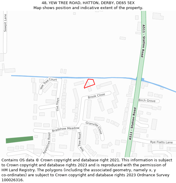 48, YEW TREE ROAD, HATTON, DERBY, DE65 5EX: Location map and indicative extent of plot