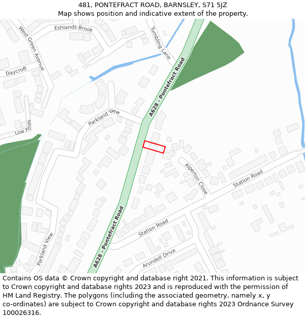 481, PONTEFRACT ROAD, BARNSLEY, S71 5JZ: Location map and indicative extent of plot