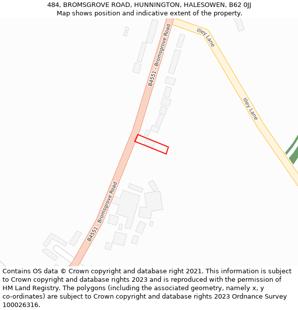 484, BROMSGROVE ROAD, HUNNINGTON, HALESOWEN, B62 0JJ: Location map and indicative extent of plot