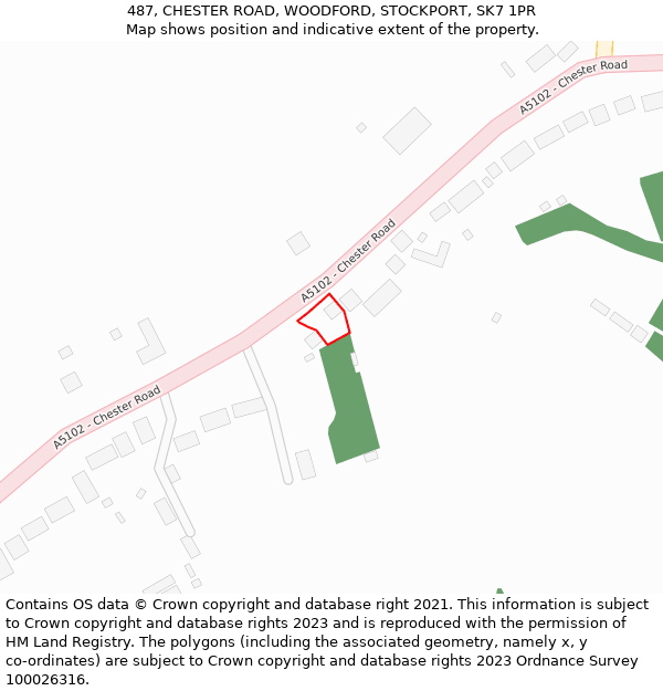 487, CHESTER ROAD, WOODFORD, STOCKPORT, SK7 1PR: Location map and indicative extent of plot
