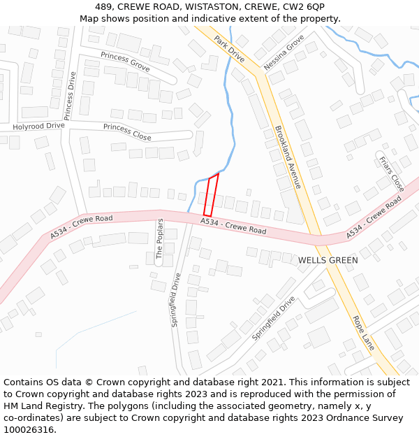 489, CREWE ROAD, WISTASTON, CREWE, CW2 6QP: Location map and indicative extent of plot