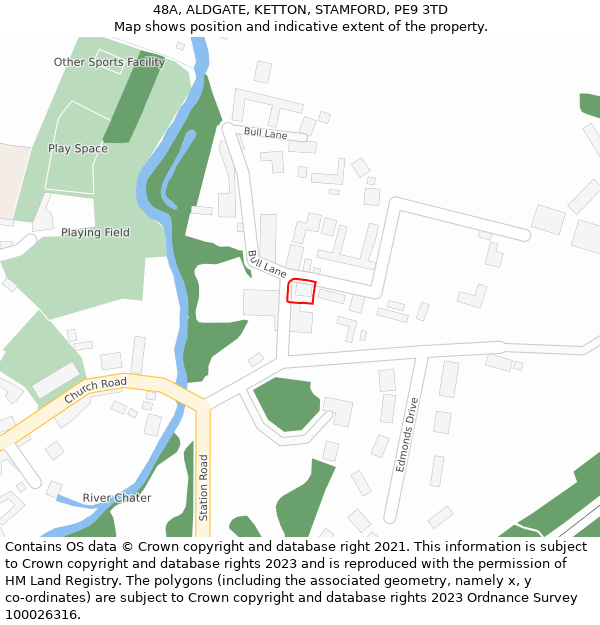 48A, ALDGATE, KETTON, STAMFORD, PE9 3TD: Location map and indicative extent of plot