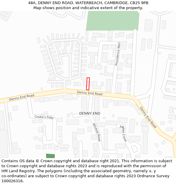 48A, DENNY END ROAD, WATERBEACH, CAMBRIDGE, CB25 9PB: Location map and indicative extent of plot