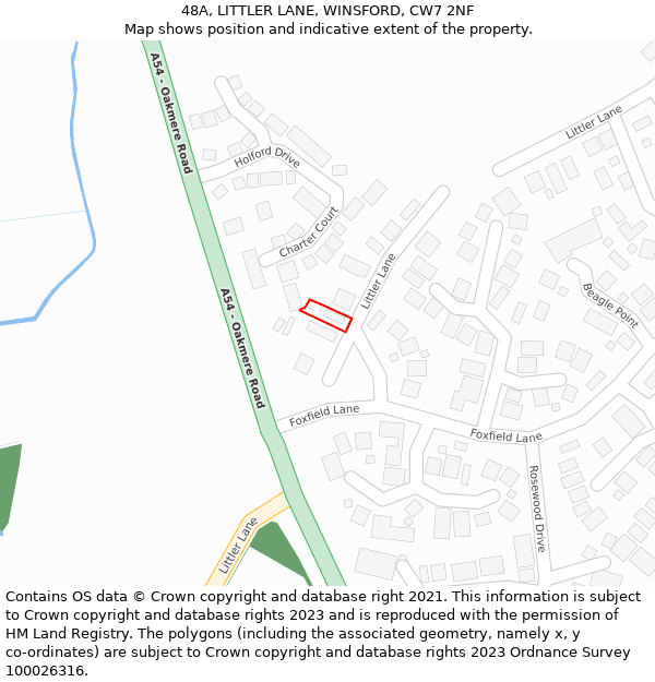 48A, LITTLER LANE, WINSFORD, CW7 2NF: Location map and indicative extent of plot