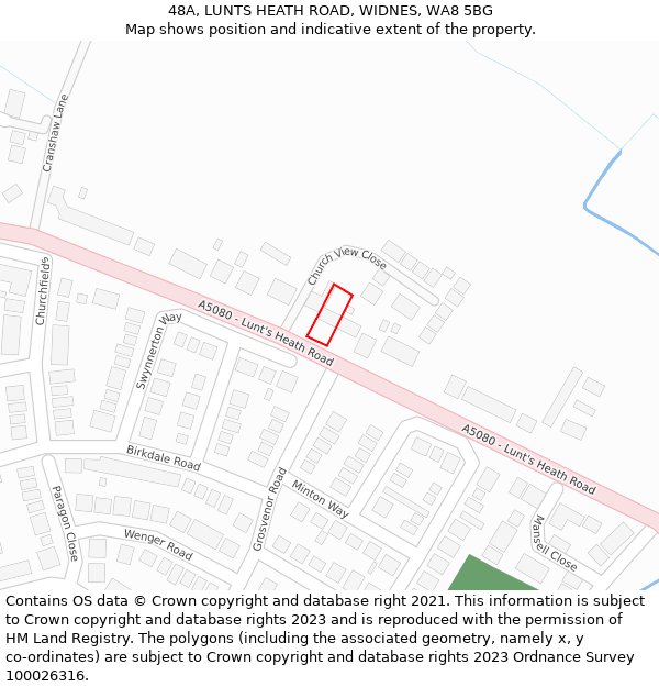 48A, LUNTS HEATH ROAD, WIDNES, WA8 5BG: Location map and indicative extent of plot