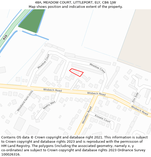 48A, MEADOW COURT, LITTLEPORT, ELY, CB6 1JW: Location map and indicative extent of plot