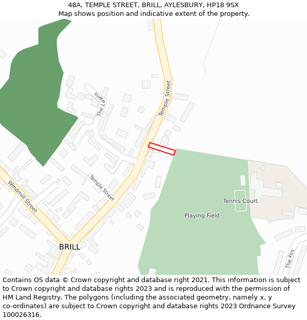 48A, TEMPLE STREET, BRILL, AYLESBURY, HP18 9SX: Location map and indicative extent of plot