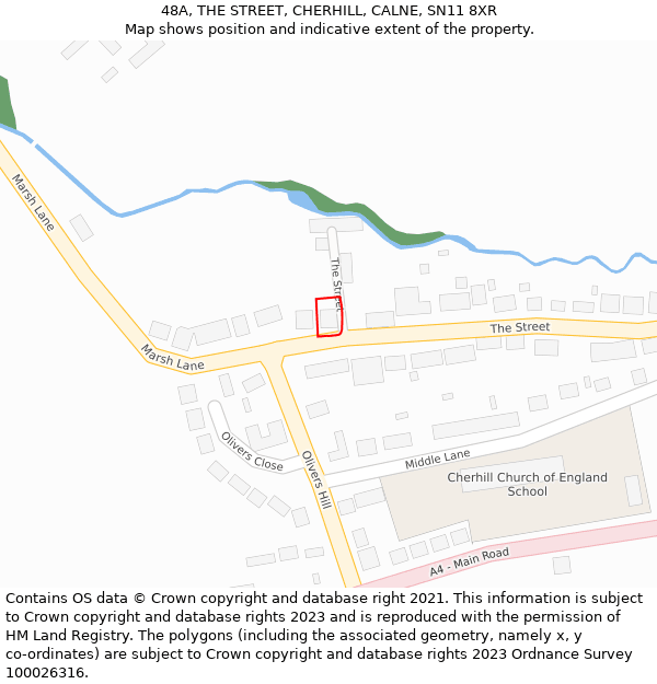 48A, THE STREET, CHERHILL, CALNE, SN11 8XR: Location map and indicative extent of plot