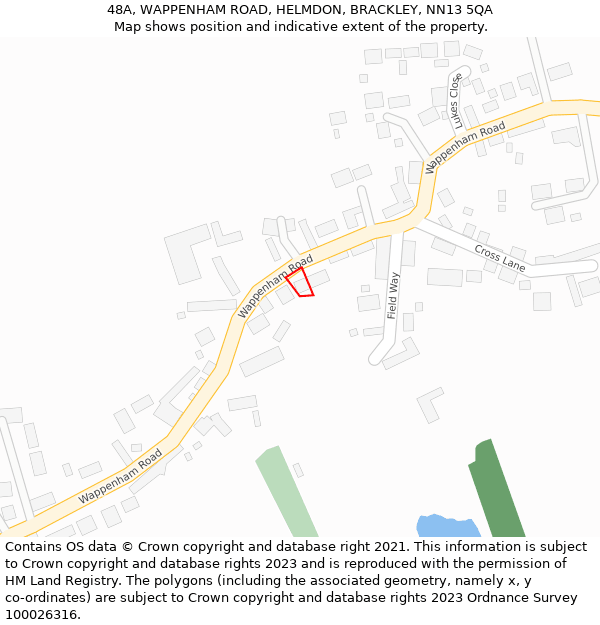 48A, WAPPENHAM ROAD, HELMDON, BRACKLEY, NN13 5QA: Location map and indicative extent of plot