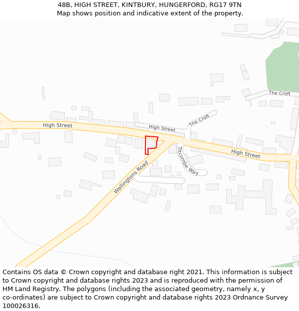 48B, HIGH STREET, KINTBURY, HUNGERFORD, RG17 9TN: Location map and indicative extent of plot
