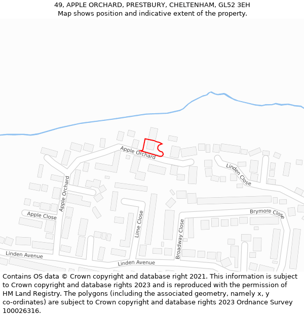 49, APPLE ORCHARD, PRESTBURY, CHELTENHAM, GL52 3EH: Location map and indicative extent of plot