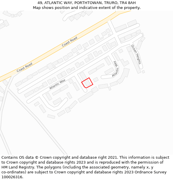 49, ATLANTIC WAY, PORTHTOWAN, TRURO, TR4 8AH: Location map and indicative extent of plot