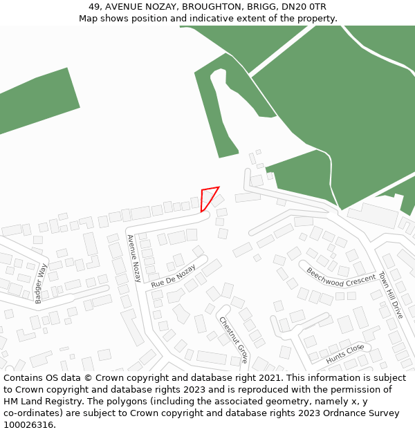 49, AVENUE NOZAY, BROUGHTON, BRIGG, DN20 0TR: Location map and indicative extent of plot