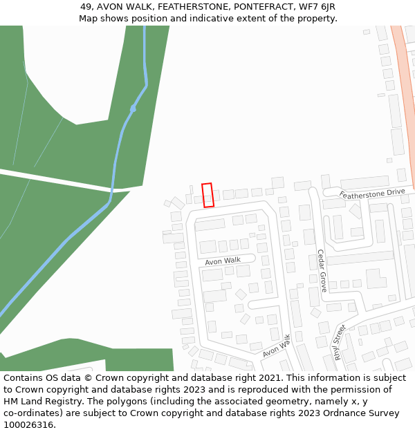 49, AVON WALK, FEATHERSTONE, PONTEFRACT, WF7 6JR: Location map and indicative extent of plot