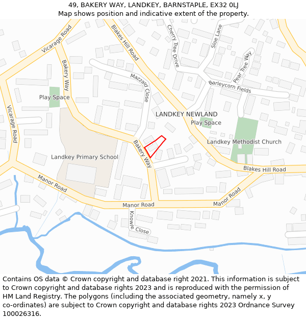 49, BAKERY WAY, LANDKEY, BARNSTAPLE, EX32 0LJ: Location map and indicative extent of plot