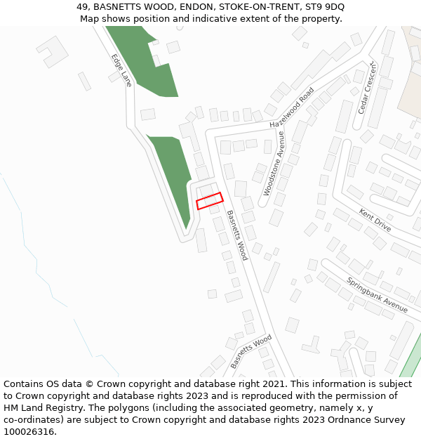 49, BASNETTS WOOD, ENDON, STOKE-ON-TRENT, ST9 9DQ: Location map and indicative extent of plot