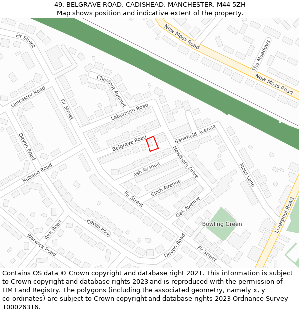 49, BELGRAVE ROAD, CADISHEAD, MANCHESTER, M44 5ZH: Location map and indicative extent of plot